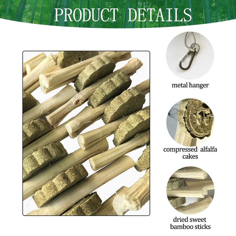 kathson Guinea Pig Treats Hanging Bunny Chew Toys for Teeth Grinding, Organic Bamboo Sticks Natural Rabbit Enrichment Toys for Small Animals Hamster Chinchilla 2 Pack - Image 2